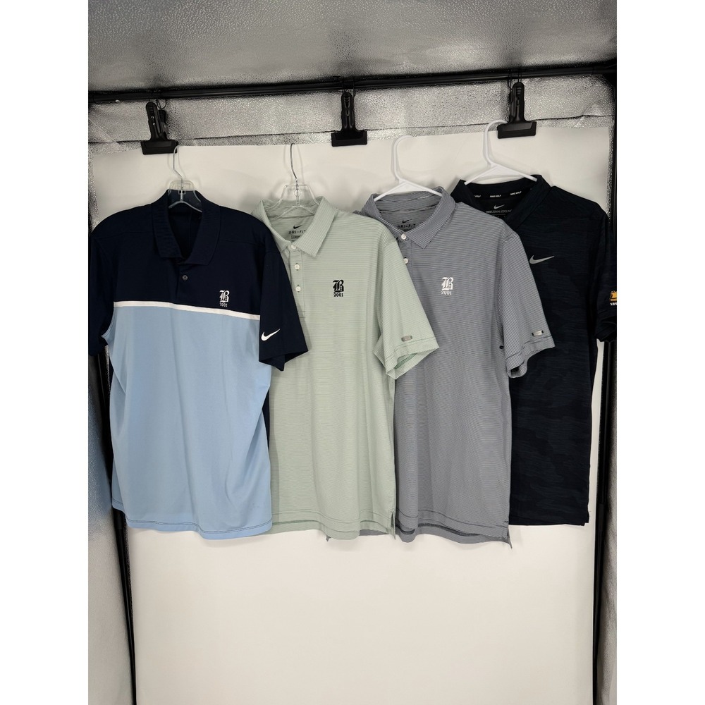 Lof Of 4 Nike Dri Fit Polo Shirt Medium Golf Short Sleeve Performance Striped